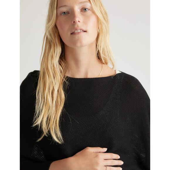 Quince Lightweight Black Cotton Cashmere Nursing Shawl One Size - Picture 5 of 12